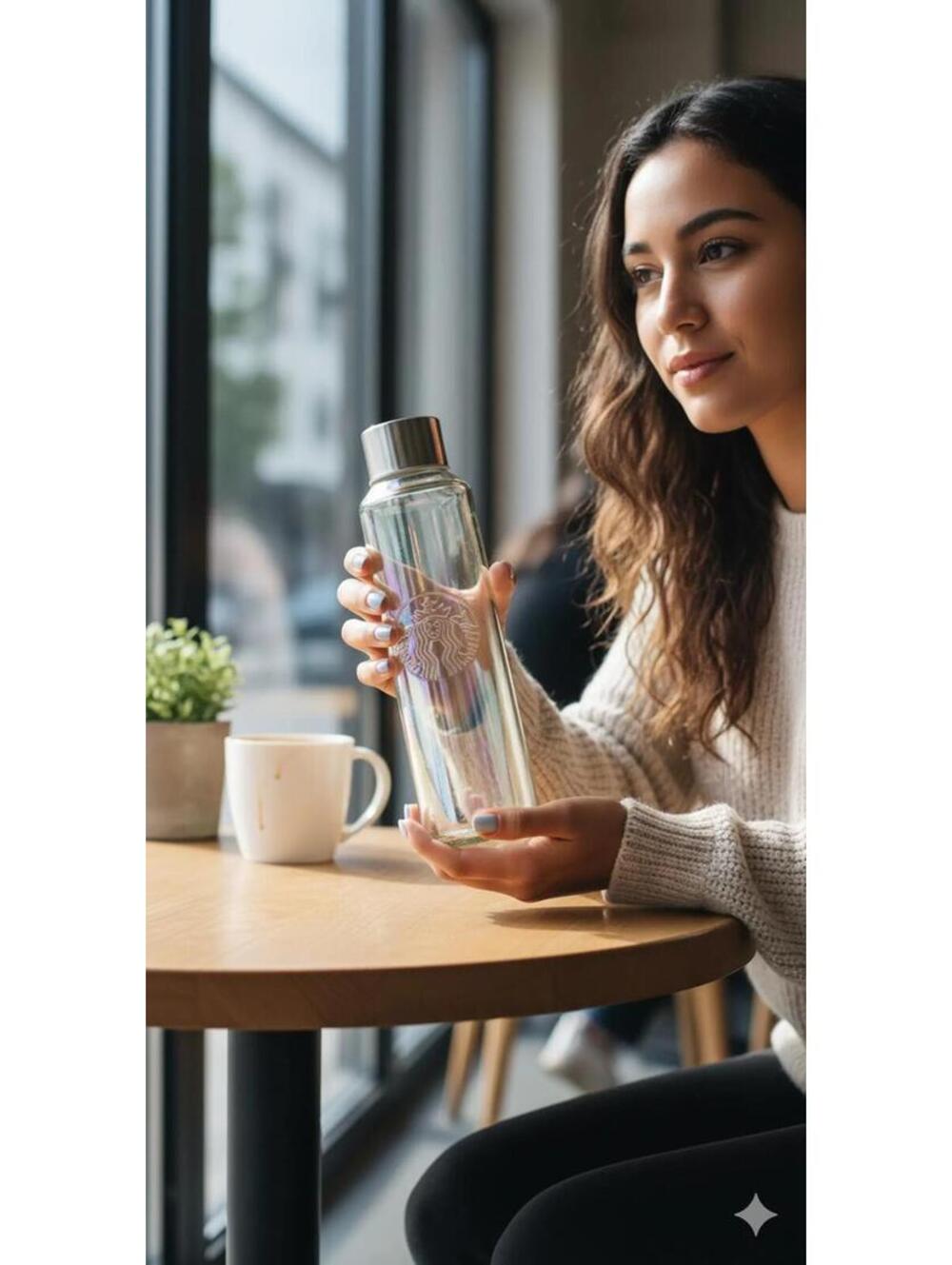 Starbucks Iridescent Rainbow Glass Water Bottle